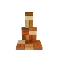 Blokkenset in diverse houtsoorten - 24 stuks