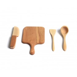 Keuken speelgoed: Snijplank met mes, lepel en spatel - SET