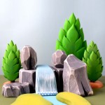 Bumbu Toys Waterval met rotsblokken met mos en rivier - SET