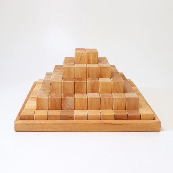 Grimm's Blokkenset Piramide groot naturel