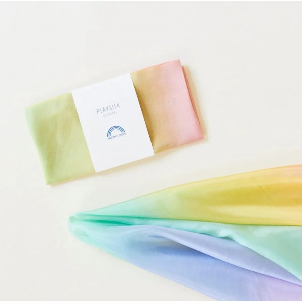 Sarah's Silks Speelzijde medium pastel regenboog