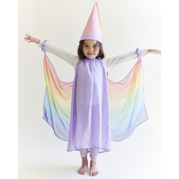 Sarah's Silks Speelzijden Sprookjesjurk lavendel/regenboog