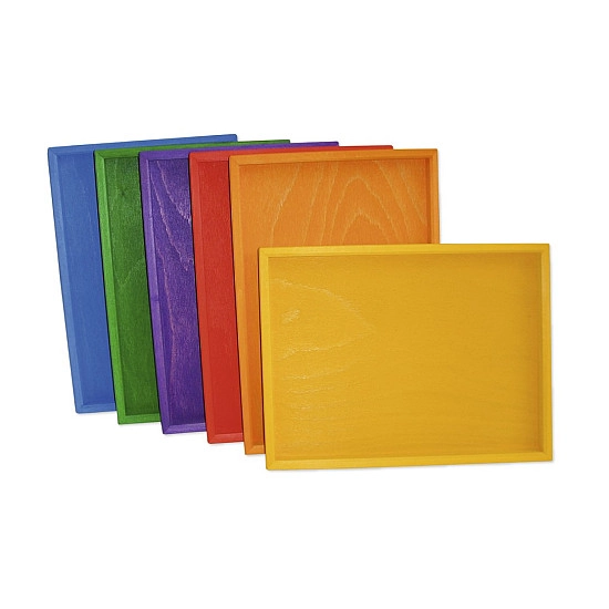 Bauspiel Houten Trays regenboog - 6 trays 