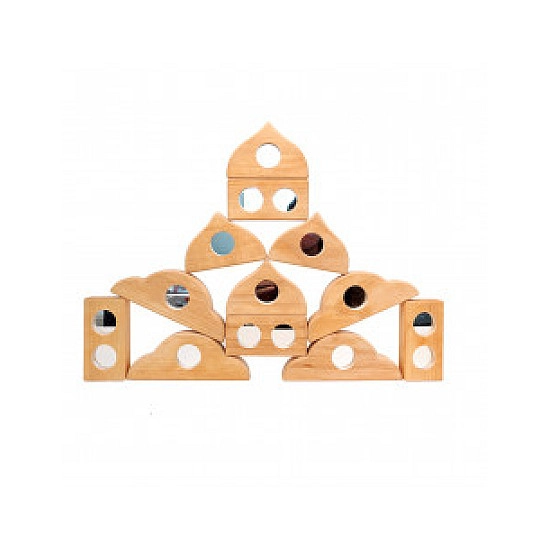 Bauspiel Sprookjes Spiegelblokken naturel - 12 stuks