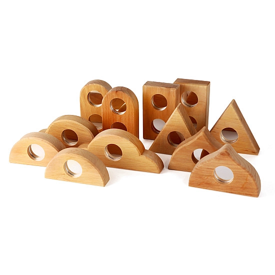 Bauspiel Sprookjes Spiegelblokken naturel - 12 stuks