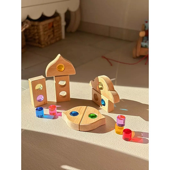 Bauspiel Lichtdoorlatende cilinders - 64 stuks