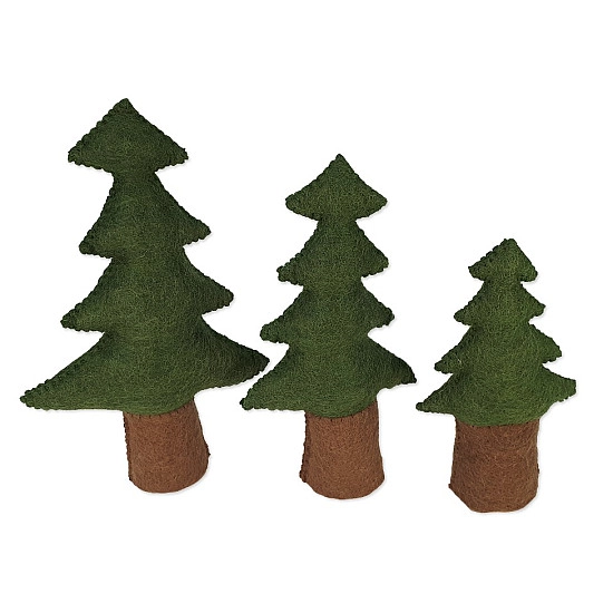 Bauspiel Dennenbomen vilt - 3 stuks 