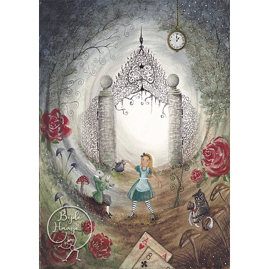 Bijdehansje kaart Alice in Wonderland