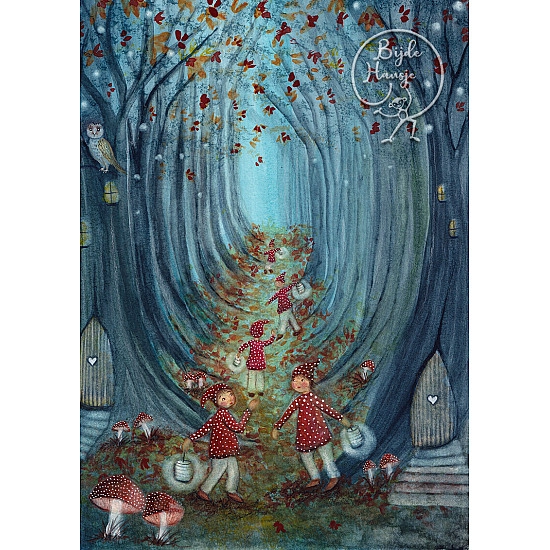 Bijdehansje kaart Into the wood