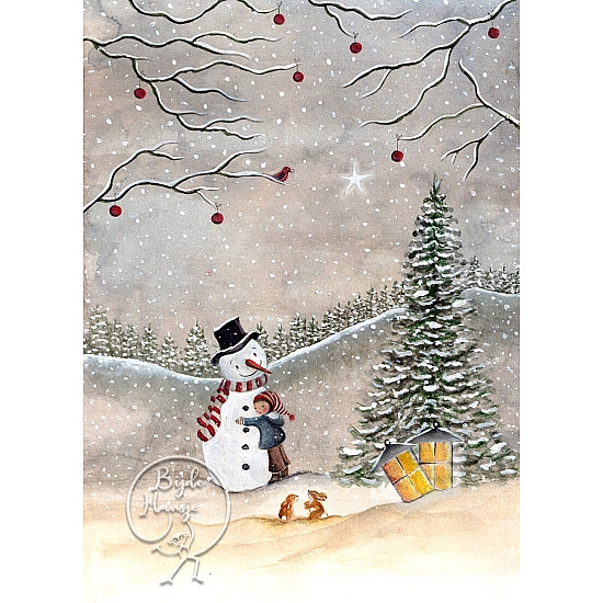 Bijdehansje kaart Snowman