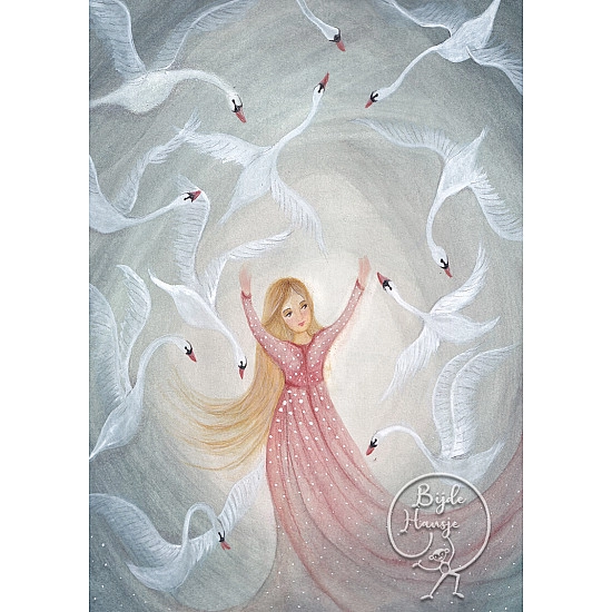 Bijdehansje kaart Swans