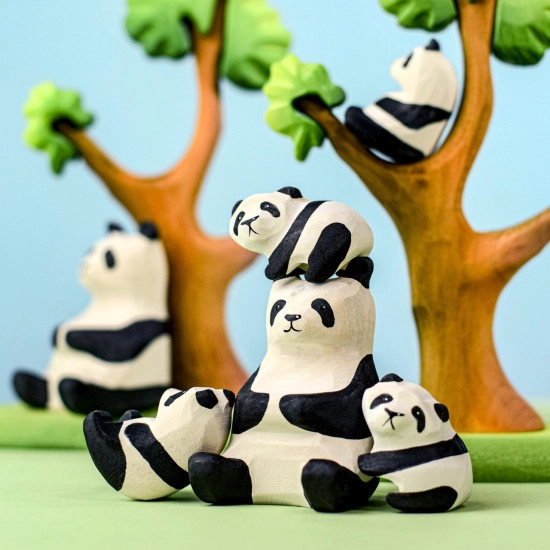 Bumbu Toys Pandaberen familie en pandaboom - SET