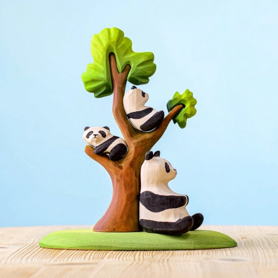 Bumbu Toys Pandaberen familie en pandaboom - SET