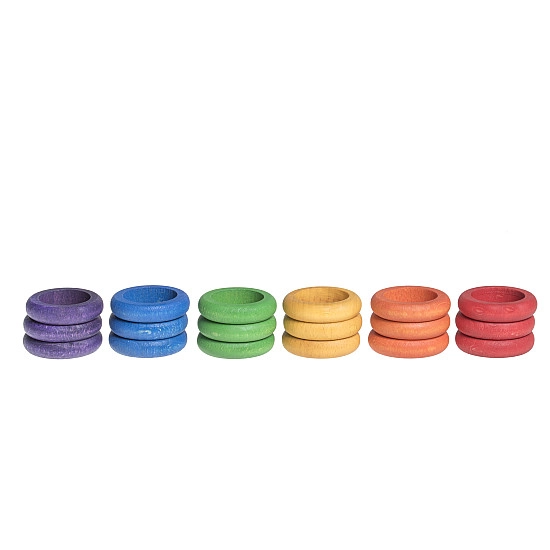 Grapat 18 Houten Ringen (6 kleuren)