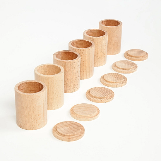 Grapat Naturel houten bekers met deksel