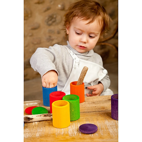 Grapat Gekleurde houten bekers met deksel