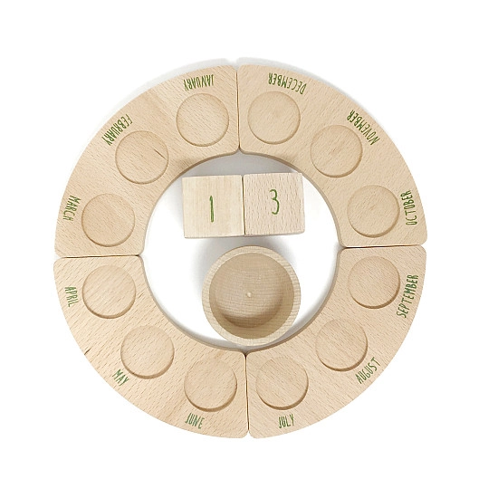 Grapat Jaarkalender in Engels: jaarring, kubussen en schaaltje 