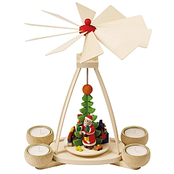 Theelichtpiramide kerstman 25 cm | 4 kaarsjes