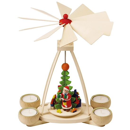 Graupner Theelichtpiramide kerstman 25 cm | 4 kaarsjes