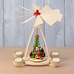 Theelichtpiramide kerstman 25 cm | 4 kaarsjes