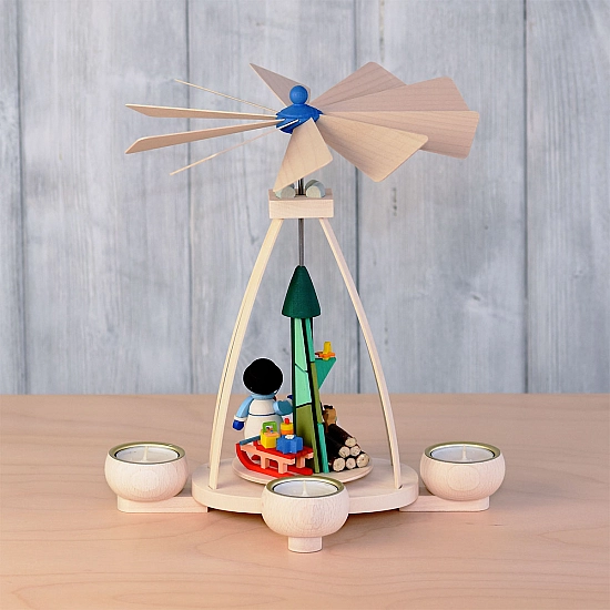 Theelichtpiramide sneeuwpop 28 cm | 4 kaarsjes