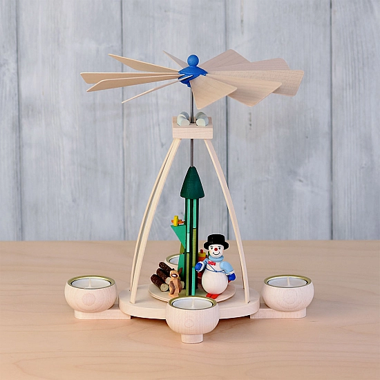 Theelichtpiramide sneeuwpop 28 cm | 4 kaarsjes