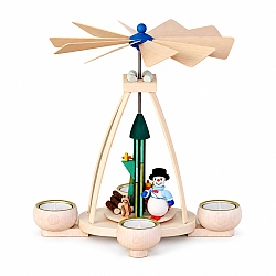 Theelichtpiramide sneeuwpop 28 cm | 4 kaarsjes