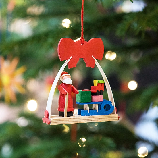 Graupner Kersthanger boog met strik Kerstman - met slee