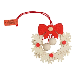 Kersthanger adventskrans met kerstballen naturel met wit