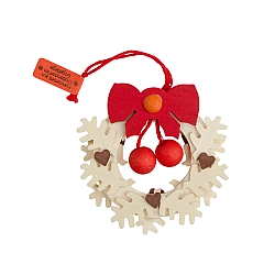 Kersthanger adventskrans met kerstballen naturel met rood