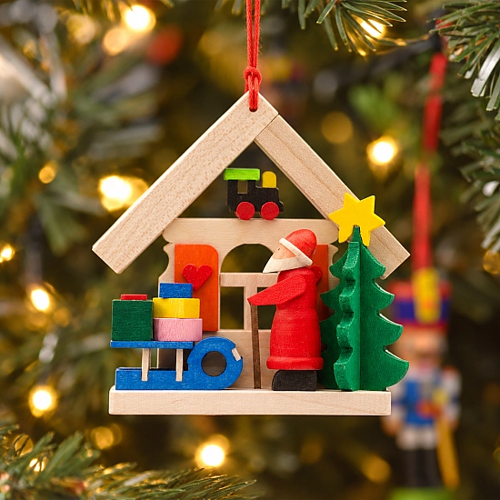 Graupner Kersthanger huisje van de kerstman met slee