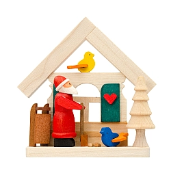 Kersthanger huisje van de kerstman met vogeltjes