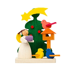 Kersthanger kerstboom met engeltje - vogeltjes