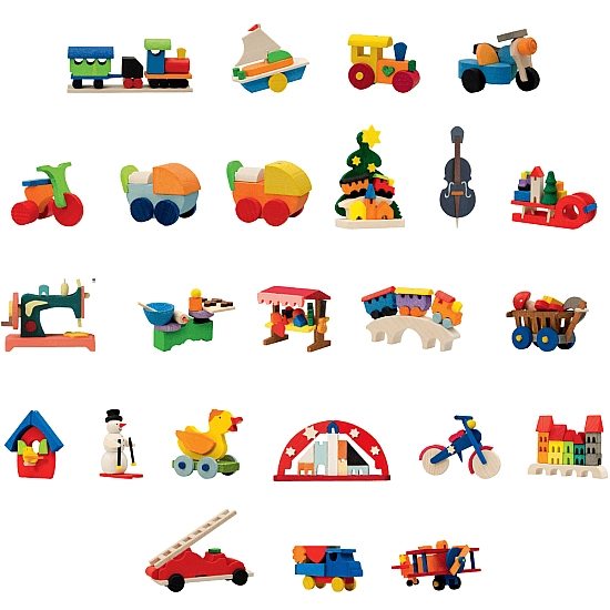 Graupner Holzminiaturen adventskalender met 24 houten kersthangers