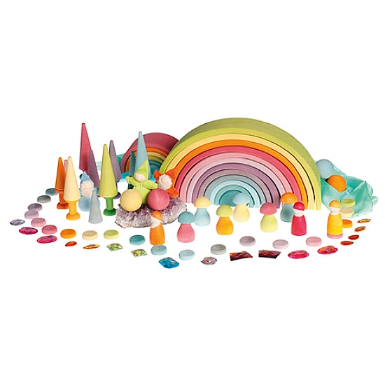 Grimm's rijgspel kleine schijven pastel kleuren