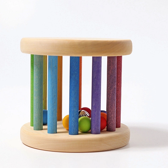 Grimm's Babyroller met bel regenboog kleuren