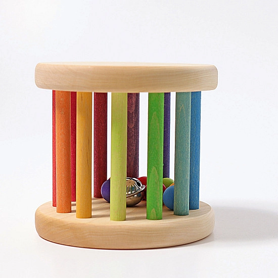 Grimm's Babyroller met bel regenboog kleuren
