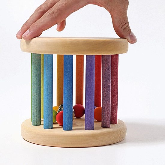 Grimm's Babyroller met bel regenboog kleuren