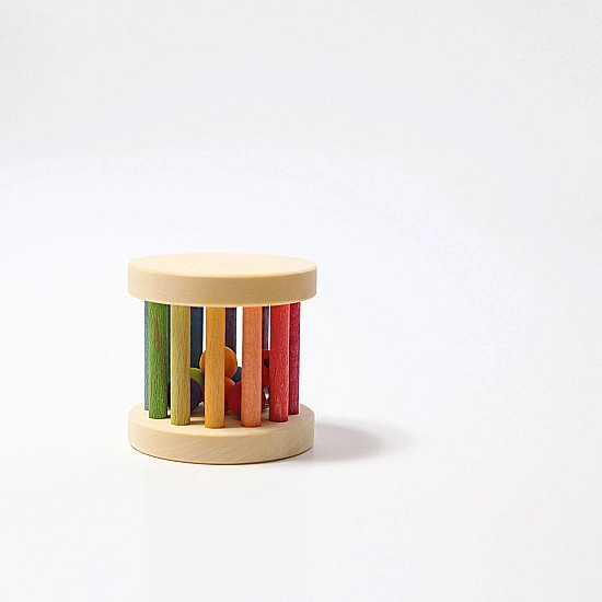 Grimm's Mini babyroller met bel in regenboog kleuren