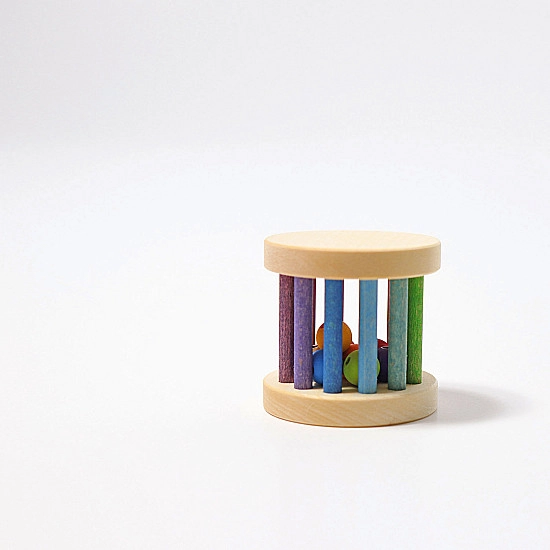 Grimm's Mini babyroller met bel in regenboog kleuren