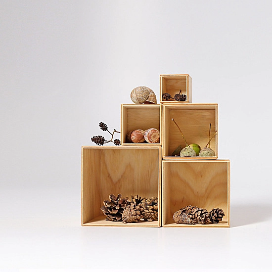 Grimm's Kubus kistjes klein naturel