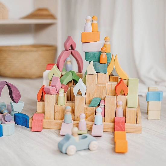 Grimm's Blokkenset Piramide groot naturel