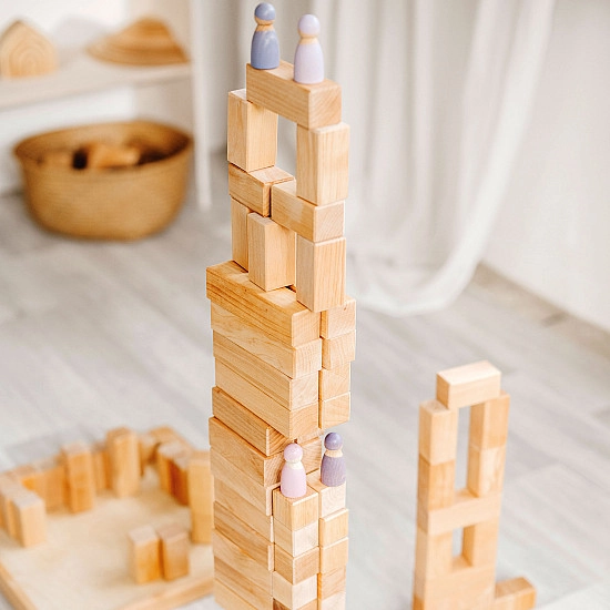 Grimm's Blokkenset Piramide groot naturel