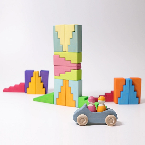 Grimm's Blokkenset trappen en daken regenboog