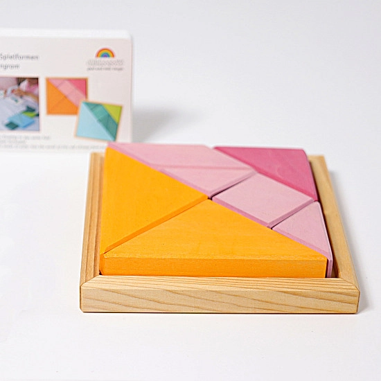 Grimms Tangram mini oranje roze met voorbeeldboekje