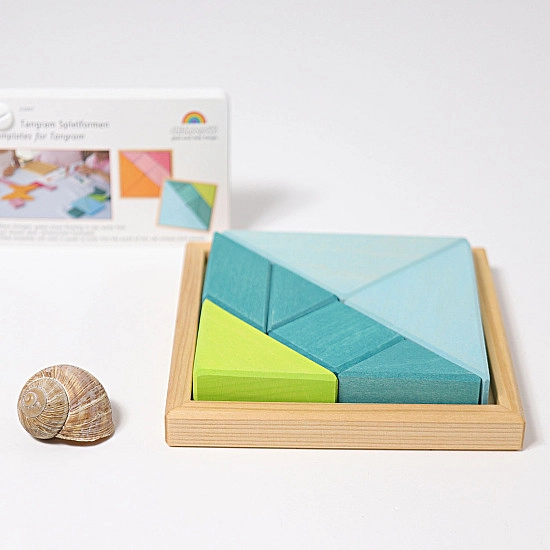 Grimms Tangram mini blauw groen met voorbeeldboekje