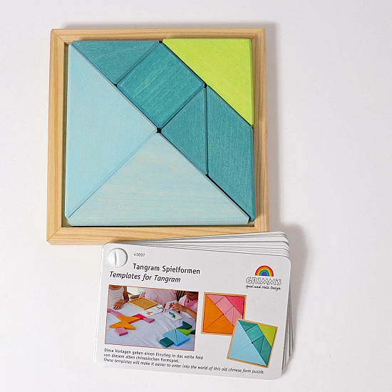 Grimms Tangram mini blauw groen met voorbeeldboekje