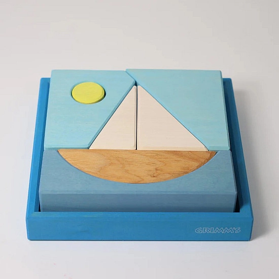 Grimm's Puzzel Blauw Zeilboot