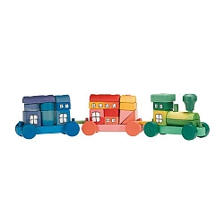 Trein met gekleurde blokken
