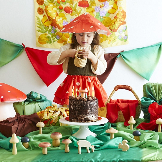 Sarah's Silks Houten paddenstoeltjes set - 9 stuks 